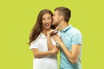 Image showing Beautiful couple isolated on green studio background