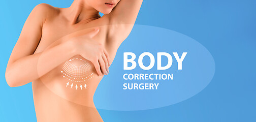 Image showing Beautiful female body, concept of bodycare and lifting