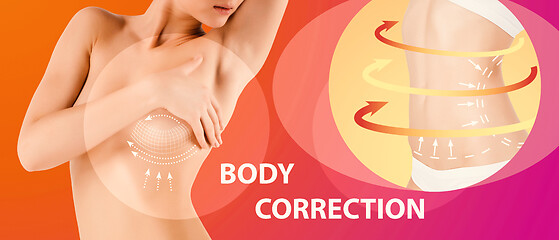 Image showing Beautiful female body, concept of bodycare and lifting