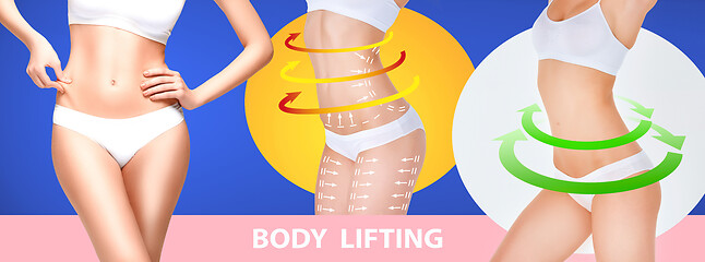 Image showing Beautiful female body, concept of bodycare and lifting