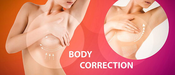 Image showing Beautiful female body, concept of bodycare and lifting