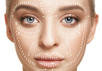 Image showing Beautiful female face, concept of skincare and lifting