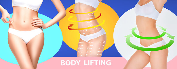 Image showing Beautiful female body, concept of bodycare and lifting