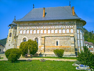 Image showing Medieval church and clock tower  in Piatra Neamt