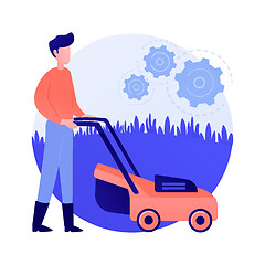 Image showing Lawn mowing service abstract concept vector illustration.