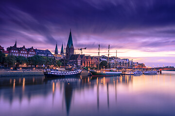 Image showing Morning Skyline of Bremen Old Town