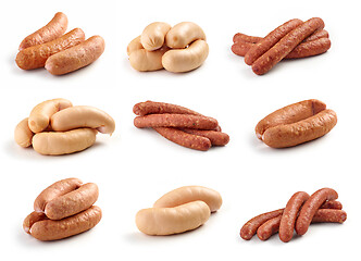 Image showing smoked sausages on white background