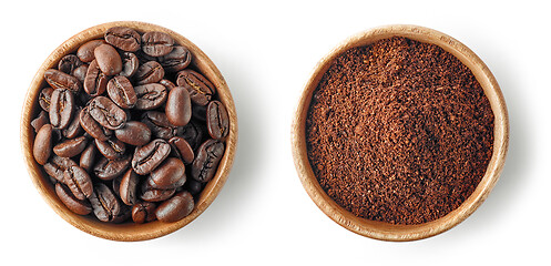 Image showing wooden bowls of coffee