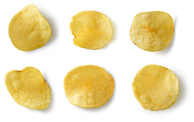 Image showing potato chips on white background