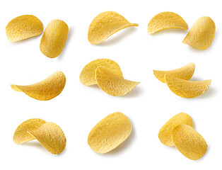 Image showing potato chips on white background