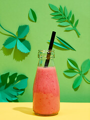 Image showing bottle of pink smoothie