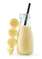 Image showing bottle of fresh banana smoothie