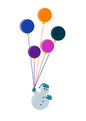 Image showing flying snowman waving with christmas decorations