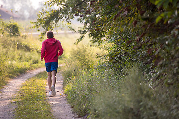 Image showing man jogging along a country road