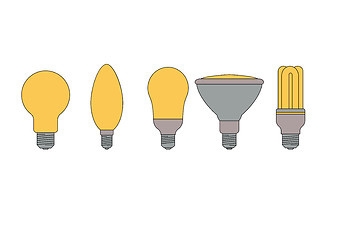 Image showing set of various types of light bulbs