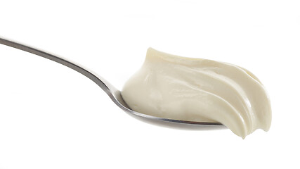 Image showing spoon of whipped mascarpone cheese cream