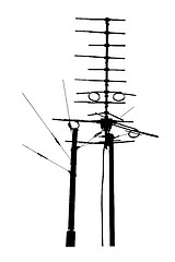 Image showing silhouette of television rooftop antennas