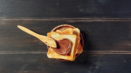 Image showing toasted bread with chocolate cream