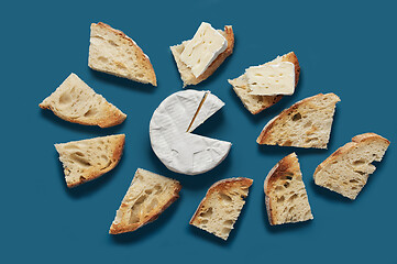 Image showing toasted bread slices and brie cheese