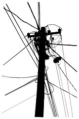 Image showing silhouette of overhead electrical power cables