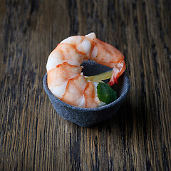 Image showing bowl of appetizer with boiled shrimp