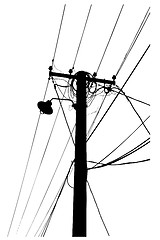 Image showing silhouette of overhead electrical power cables