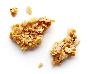 Image showing piece and crumbs of homemade granola