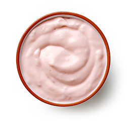 Image showing bowl of pink yogurt