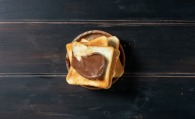 Image showing toasted bread with chocolate cream