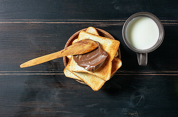 Image showing toasted bread with chocolate cream