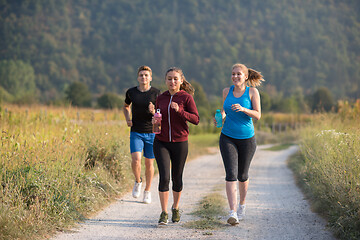 Image showing young people jogging on country road