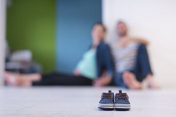 Image showing pair of blue baby shoes