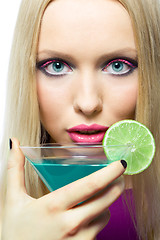 Image showing blonde with cocktail
