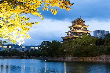 Image showing Japanese Hiroshima castle at night