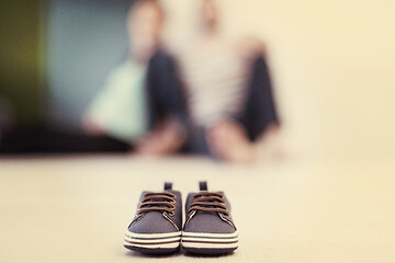 Image showing pair of blue baby shoes