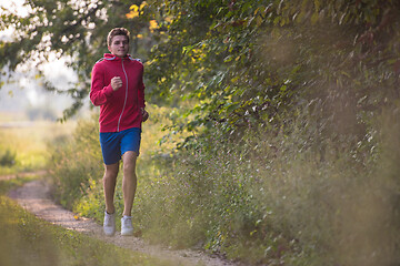 Image showing man jogging along a country road