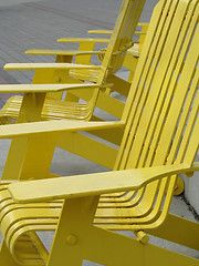 Image showing yellow metal outdoor chair