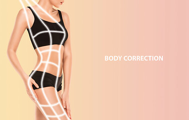 Image showing Beautiful female body, concept of bodycare and lifting