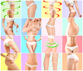 Image showing Beautiful female body, concept of bodycare and lifting