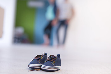 Image showing pair of blue baby shoes