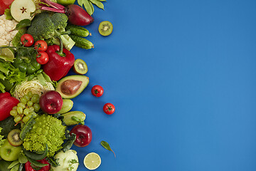 Image showing Healthy food dish on blue background