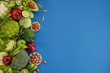 Image showing Healthy food dish on blue background