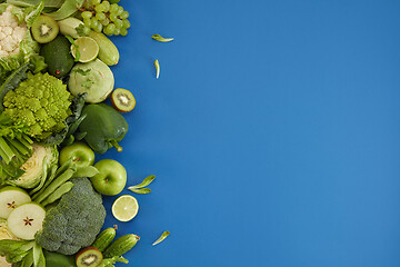 Image showing Healthy food dish on blue background