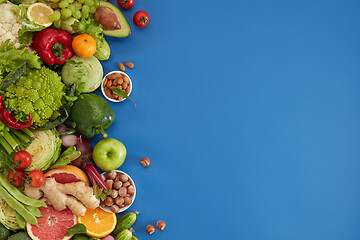 Image showing Healthy food dish on blue background