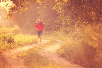 Image showing man jogging along a country road