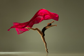 Image showing Young graceful female ballet dancer dancing in mixed light