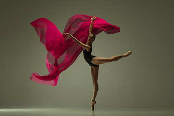 Image showing Young graceful female ballet dancer dancing in mixed light