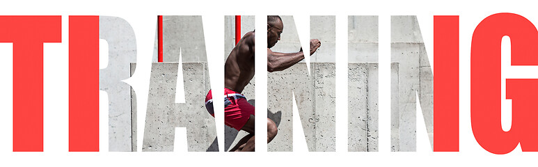 Image showing Muscular young male athlete, creative collage