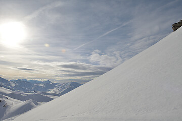 Image showing panoramic view  of winter mountains