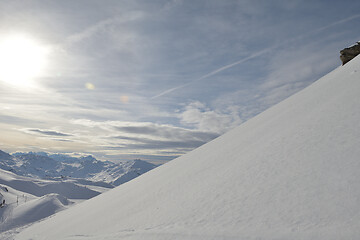 Image showing panoramic view  of winter mountains